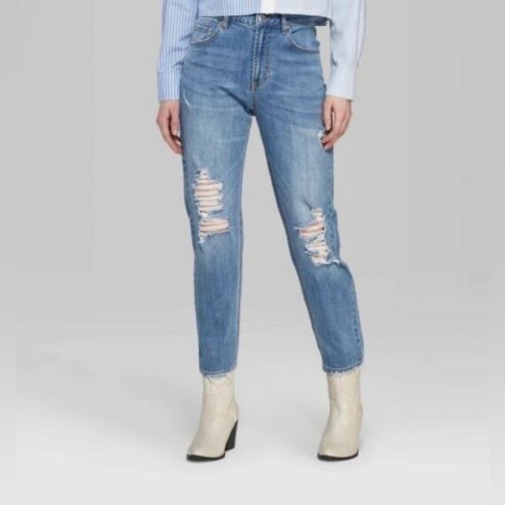 Wild Fable High Rise Mom Jeans Distressed Size 6